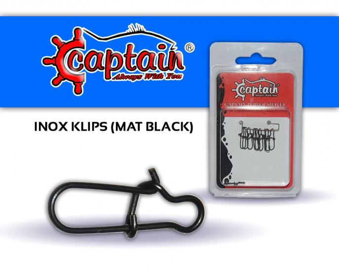 Captain 5016 Sahte Balık Klipsi Snap İnox 10’lu Paket Mat Black No: 0