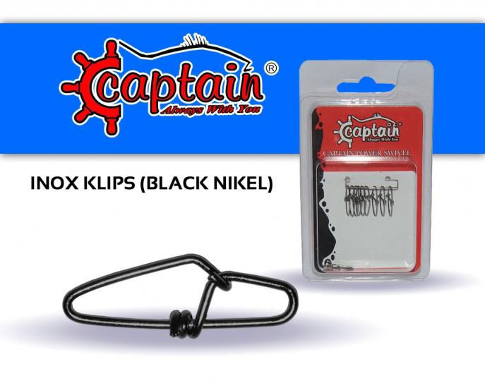 Captain 5017 Sahte Balık Klipsi Snap Strong 10 Adet Paket Black Nikel